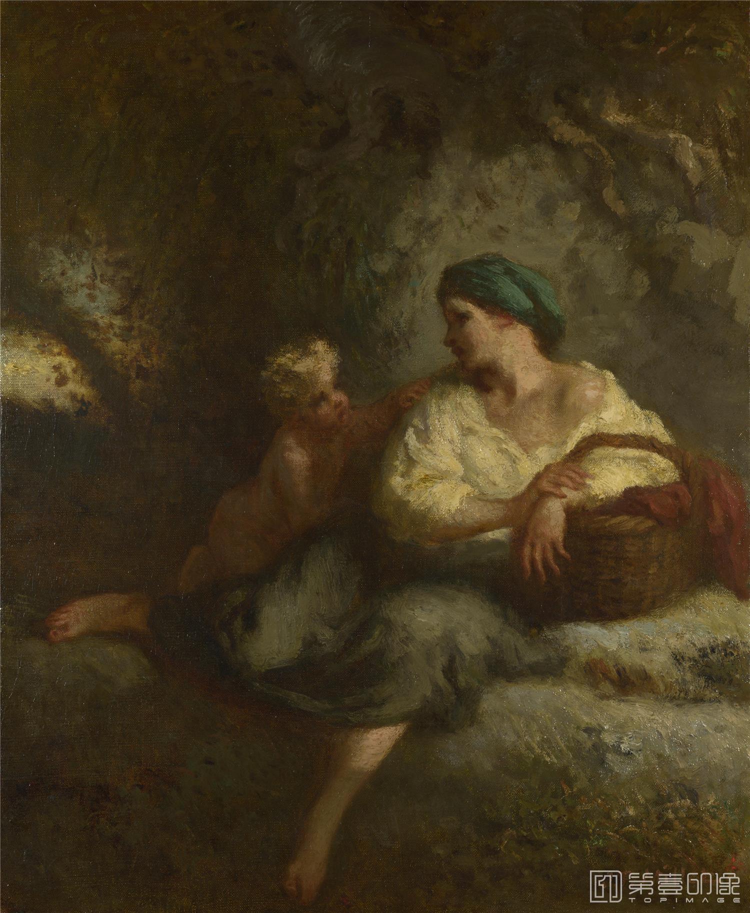 油画-大英博物馆藏画-Jean-François Millet - The Whisper-1482